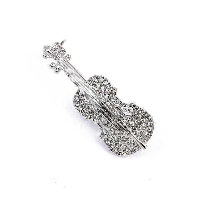 Mini Violin Musical Instrument High End Exquisite Craftsmanship Pin Brooch Rhinestone Bass Retro Pins Clothing AccessoriesRetro Jewelry