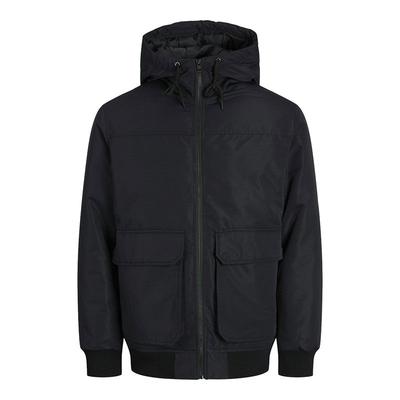 Men's Black Hooded Bomber Jacket