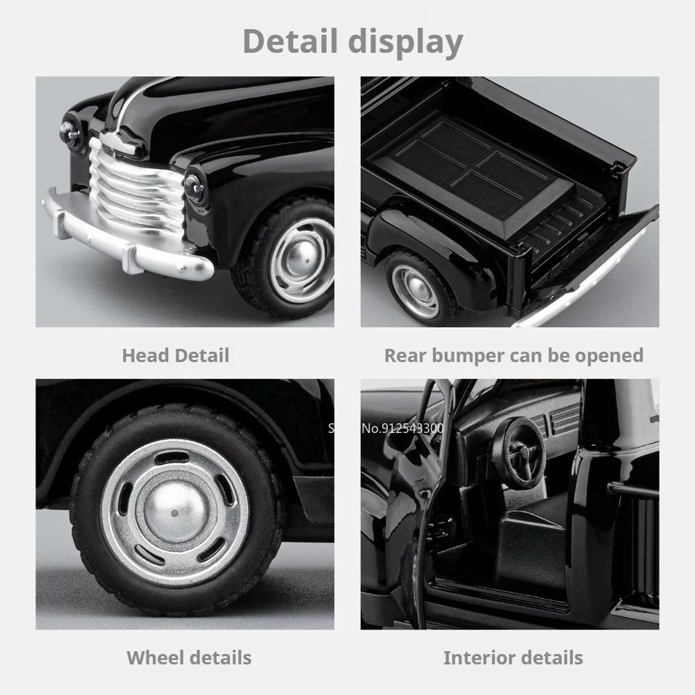 1:36 Scale Old Style Pickup Truck Model Toy Car Realistic Static Design Cross-Country Vehicle Models Toys Great Collectible