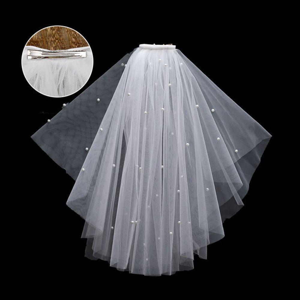 Flower Bridal Veil Pearl Wedding Gauze Wedding Marry Veil  Bride Accessories