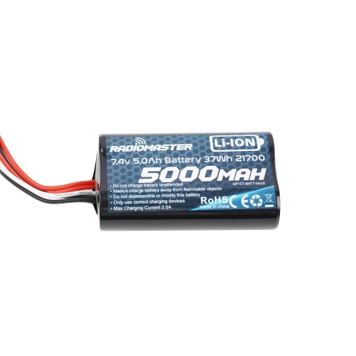 RadioMaster 7.4V 5000mAh 2S Lithium Battery for TX16S, MT12, and TX12 MK2 Transmitters with JST-XH and XT30 Connectors