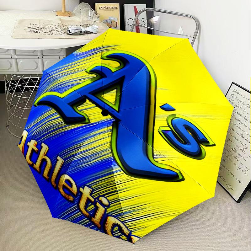 Athletics Oakland Emblem Umbrella Folding Umbrella, Automatic Umbrella 8-Frame for Travel, Camping Use Gift for Halloween Christmas