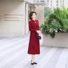 Elegant Jacquard Slimming Long Sleeve Cheongsam Midi Dress for Formal Occasions and Weddings
