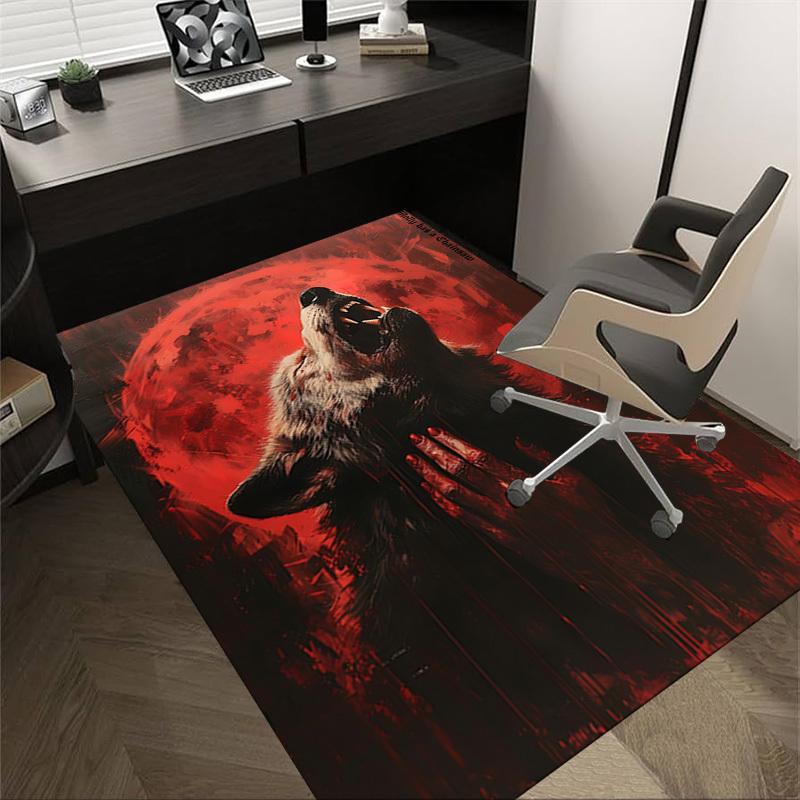 1pc Wolf Howling Blood Moon Carpet, Office Rug Outdoor Mat Home Decor Area Carpet Festival 60cm by 90cm