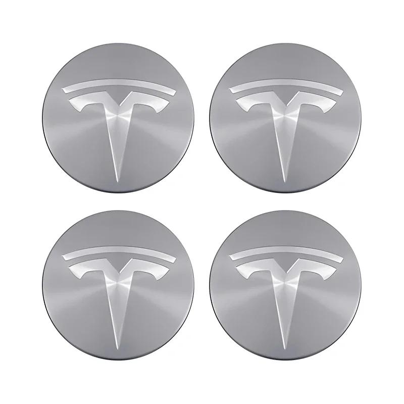 Car Sticker Tesla 4piece 56mm Wheel Hub Center Caps For Tesla Model 3 Model Y Badge Cover Hubcaps for Tesla Model Y X S 2023 Car