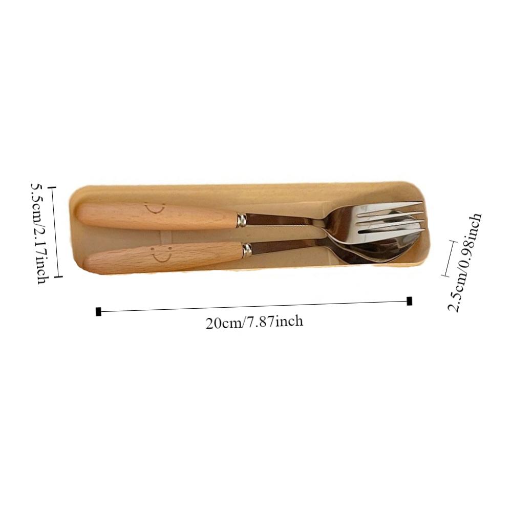 410 Stainless Steel Spoon Fork Chopstick Set with Dust-proof box Wooden Handle Tableware Set Portable Cutlery Set Student