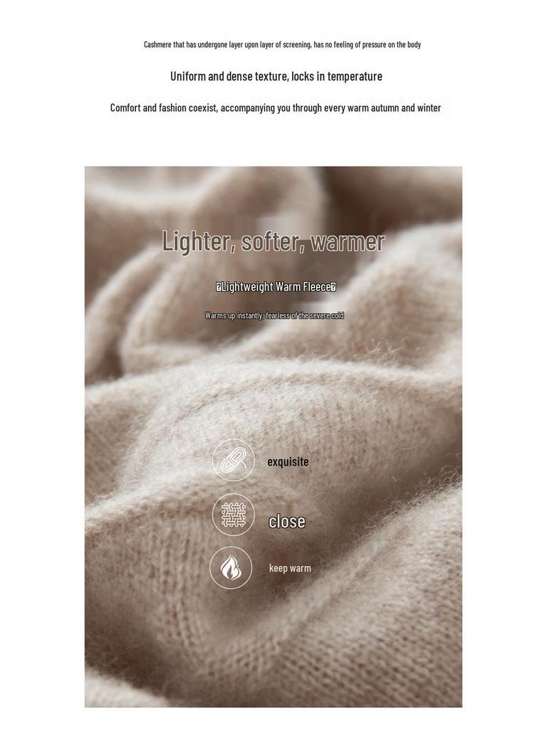 2025 Autumn/Winter Women's High-Waisted Knitted Cashmere A-Line Skirt with Slimming Flared Pleats