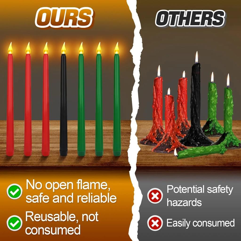Remote Control Colourful Long Candles Led Flameless Taper Electronic Candles for Dinner Party Wedding Decoration