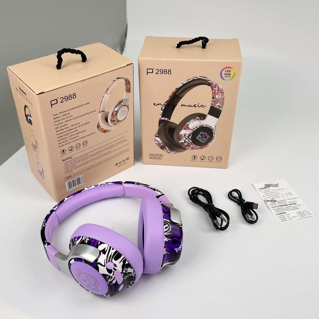 2026 Graffiti Bluetooth Over-Ear Headphones - Long Battery for Gaming