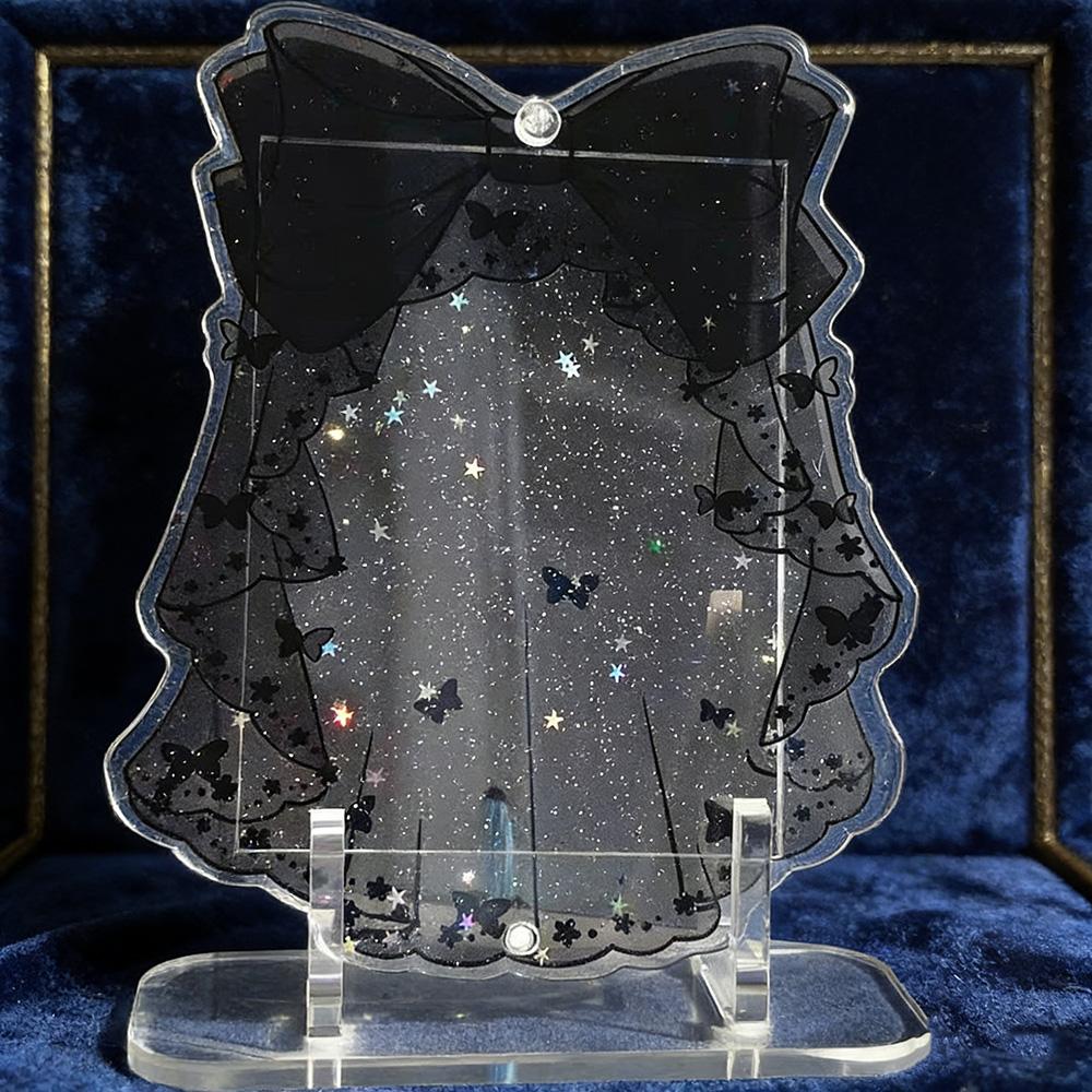 New Black Veil Photo Frame with Bow Star and Glitter Card Holder Star Chasing 3-inch Small Card INS Style Storage Display Frame