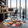 One Piece Printed Round Rug Carpet Chair Rug Area Rug Entryway Doormats,for Office Chair Living Room Bedroom Kitchen Room.