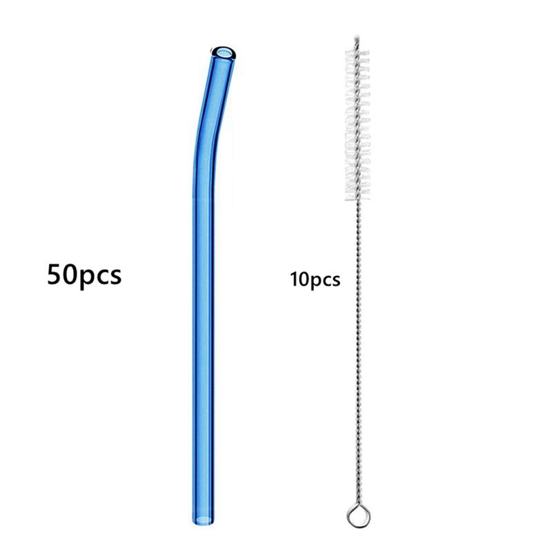 50PCS 20cm Reusable Straws Glass Drinking Straws Multi-color Eco-Friendly Straws for Cocktail Smoothies Bar Accessory Barware
