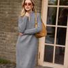 European women's temperament knitted sweater medium and long fashion pullover sweater loose zipper bottoming dress