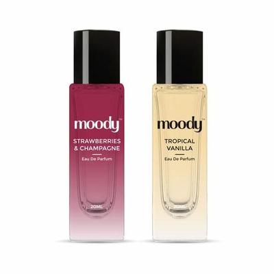 Moody Strawberry Champagne & Tropical Vanilla Duo Σετ Αρωμάτων Για Γυναίκες | Μεγάλης Διάρκειας Έως 8 Ώρες | Άρωμα Τσέπης | Σετ 2 x20 ml