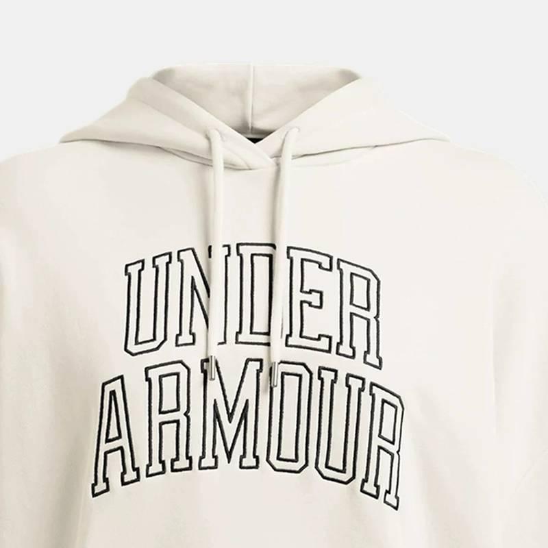 Under Armour Icon Heavyweight Terry Oversized Hoodie Letter Print Loose Fashion College Sweatshirt Women Hoodies Pinnacle-White 1386494-110