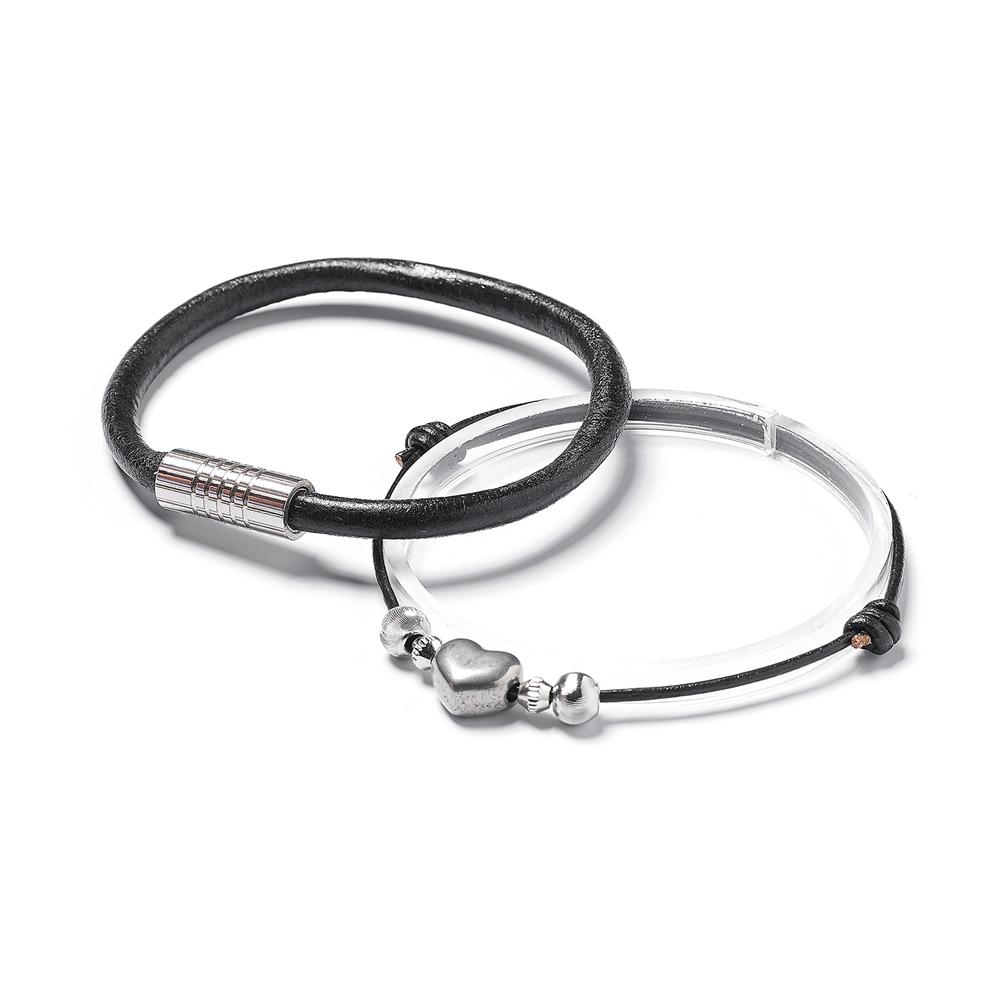Jbans Classic 4-Piece Leather 1061 Heart Point Leather 1174Bk Bracelet Set (C2503-Se440_Bk)