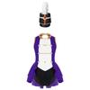 Girls Flag Raiser Performance Costume: Round Neck Cutout Back Sleeveless Leotard & Matching Feather Hat for Cosplay Dress Up