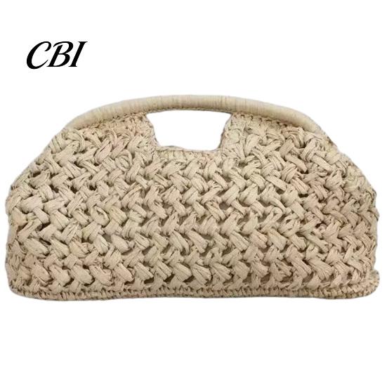 Trendy Straw Handbag Large Clutch Bag, Woven Women Handbag, Compact Everyday Top Handle Satchel Purse for Summer Beach Vacation