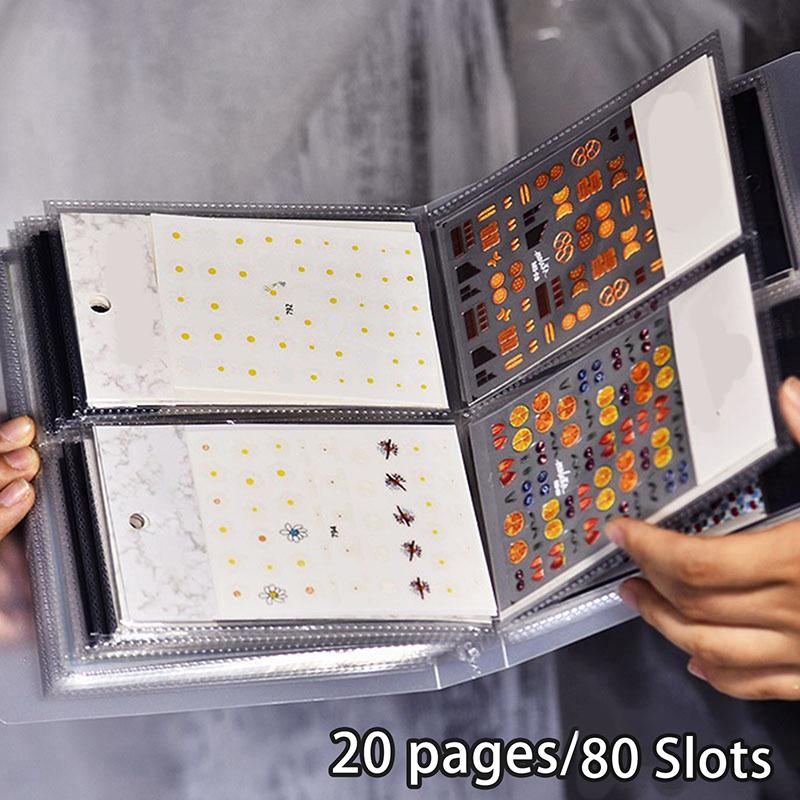 80 sloturi unghii autocolante depozitare carte capacitate mare expoziție album foto card pachet buton tip manichiură autocolant caiet
