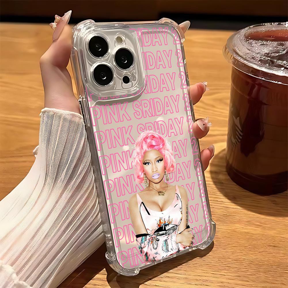 Nicki Minaj Rapper Pink Friday 2 Phone Case For iPhone 16 15 14 13 12 11 Mini Pro Max XR XSMax Plus Anti Fall Transparent Cover