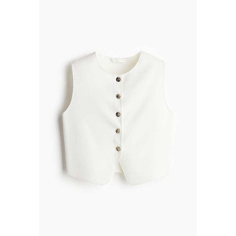 

HM Женская одежда Жилет 2025 Лето Новый Профессиональный Повседневный Бизнес Трикотажный Жилет Приталенного Кроя 1291300 White 175/116