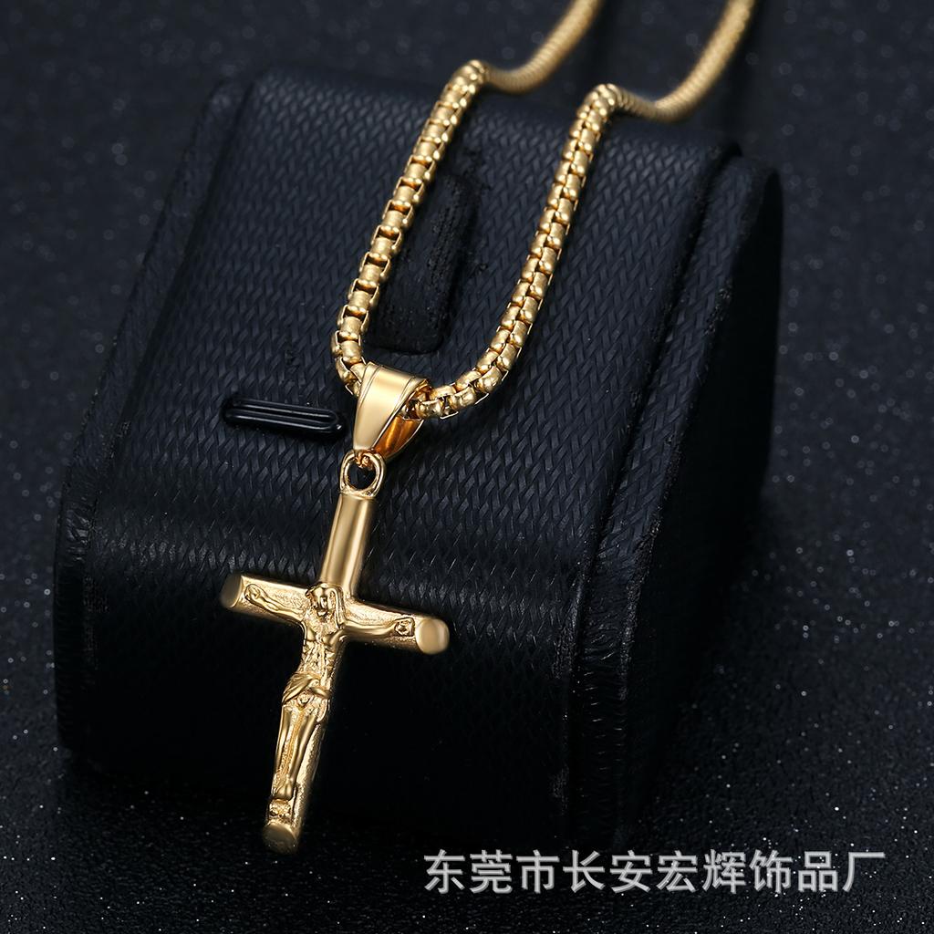 Titanium Steel Necklace Cross Pendant Non-Fading Neck Chain DIY Unisex Punk Style Hip-Hop Accessories