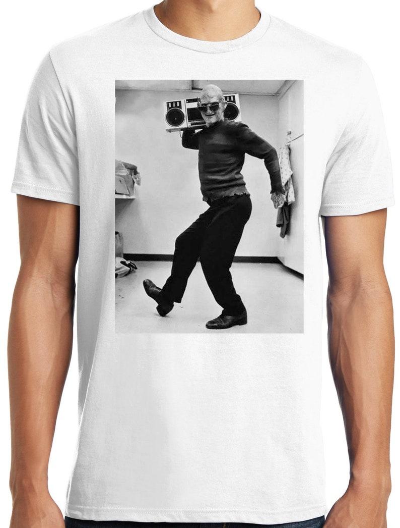 

Big Guys Rule Big and Tall Backstage Freddy in Full Costume with Boom Box Photo unisex T-Shirt XXL