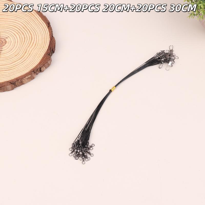 20Pcs Anti Bite Steel Fishing Line Steel Wire Leader With Swivel Fishing Accessory Lead Core Fishing Wire 15/20/30Cm
