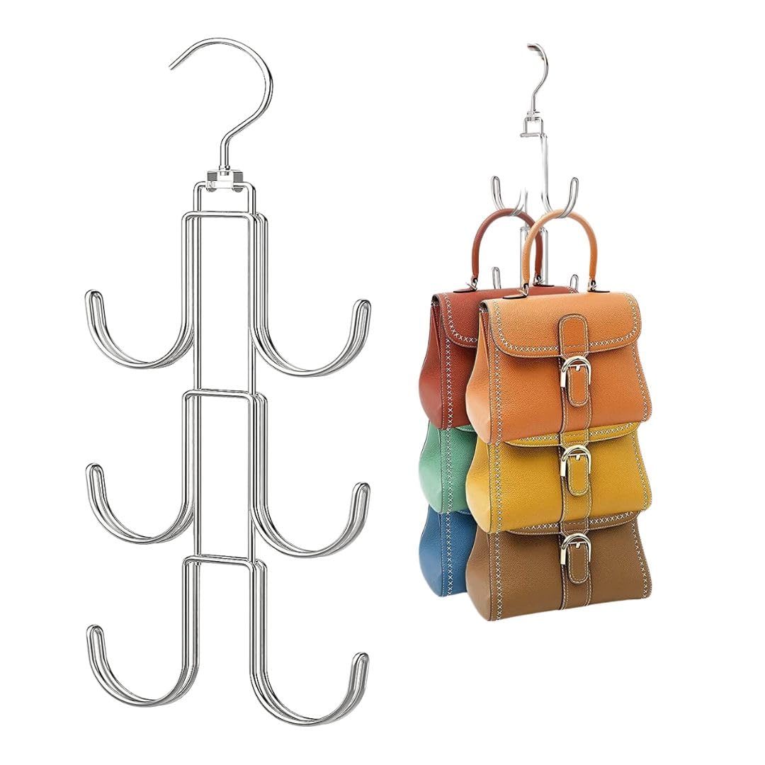 

EINEY Bag Hanger with Rotating Bag Storage Closet Hanging Small Item Coat Entryway Silver Hook, Rack, Storage, Storage, Hat, Clothing, Rack, Hanger,