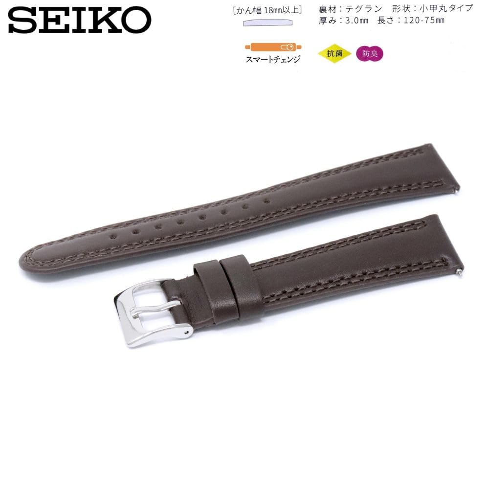 Watch Genuine Leather with Care Instructions [Seiko] Band, 20mm, Strap, Men's, (Dark Brown)