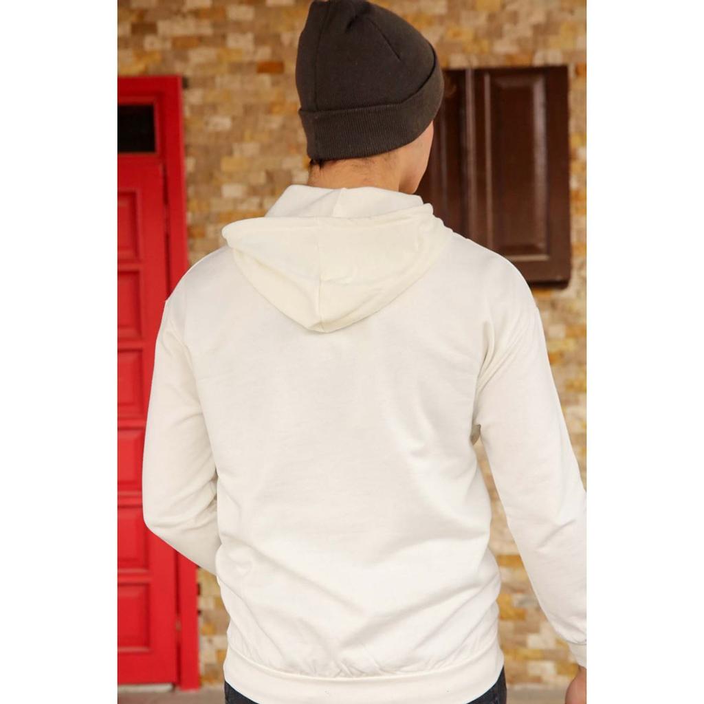 ecru zip up moletom com capuz