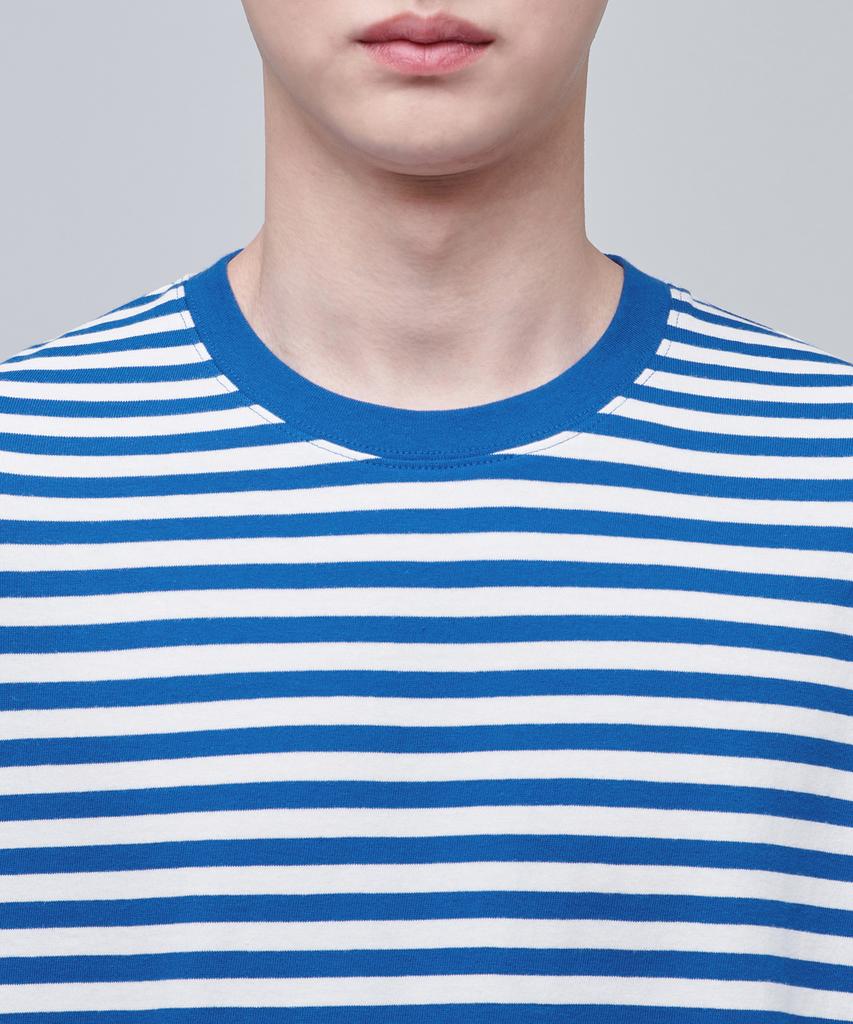 MUSINSA STANDARD Striped Relaxed Crew Neck T-Shirt [Blue]