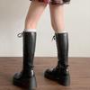 Модный зимний дизайн Платформа Квадратные каблуки Женские ботфорты до колена Уличный стиль Увеличение роста Стройнящие женские ботильоны в рыцарском стиле