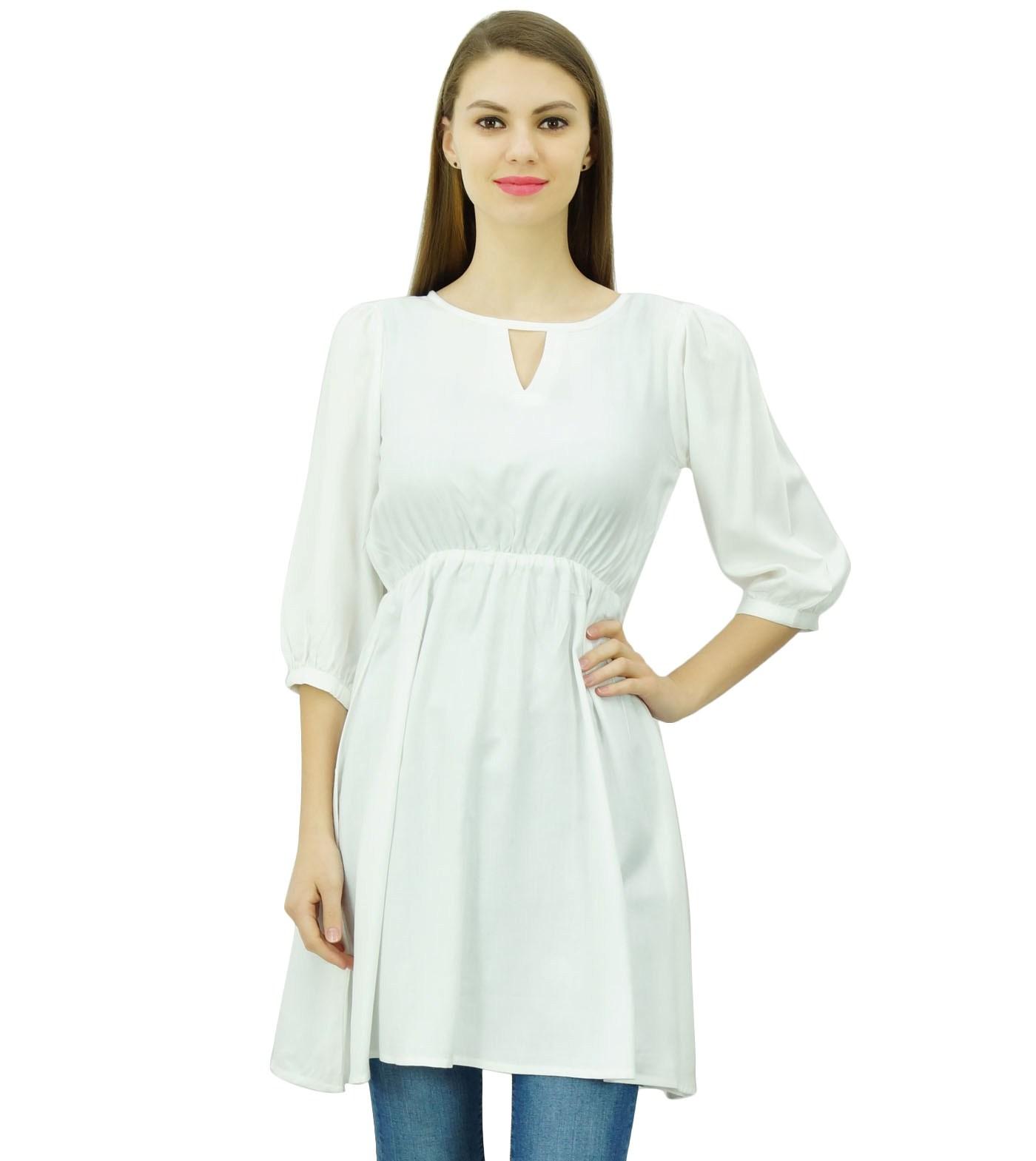 

Phagun Жіноча туніка, коротка індійська етнічна блузка Kurti з еластичною талією 8 королівський синій колір