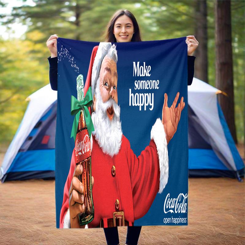 Christmas Gift Halloween Themed Cola Beverage Coca Cola Blanket Soft Home Furnishing Nap Decoration Four Seasons Warm Sherpa Blanket U18