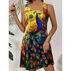 Women's Peacock Print Sleeveless Dress Vibrant Animal Pattern Vest Dresses A-Line Casual Wear Vacation Style Outdoor Outings Top