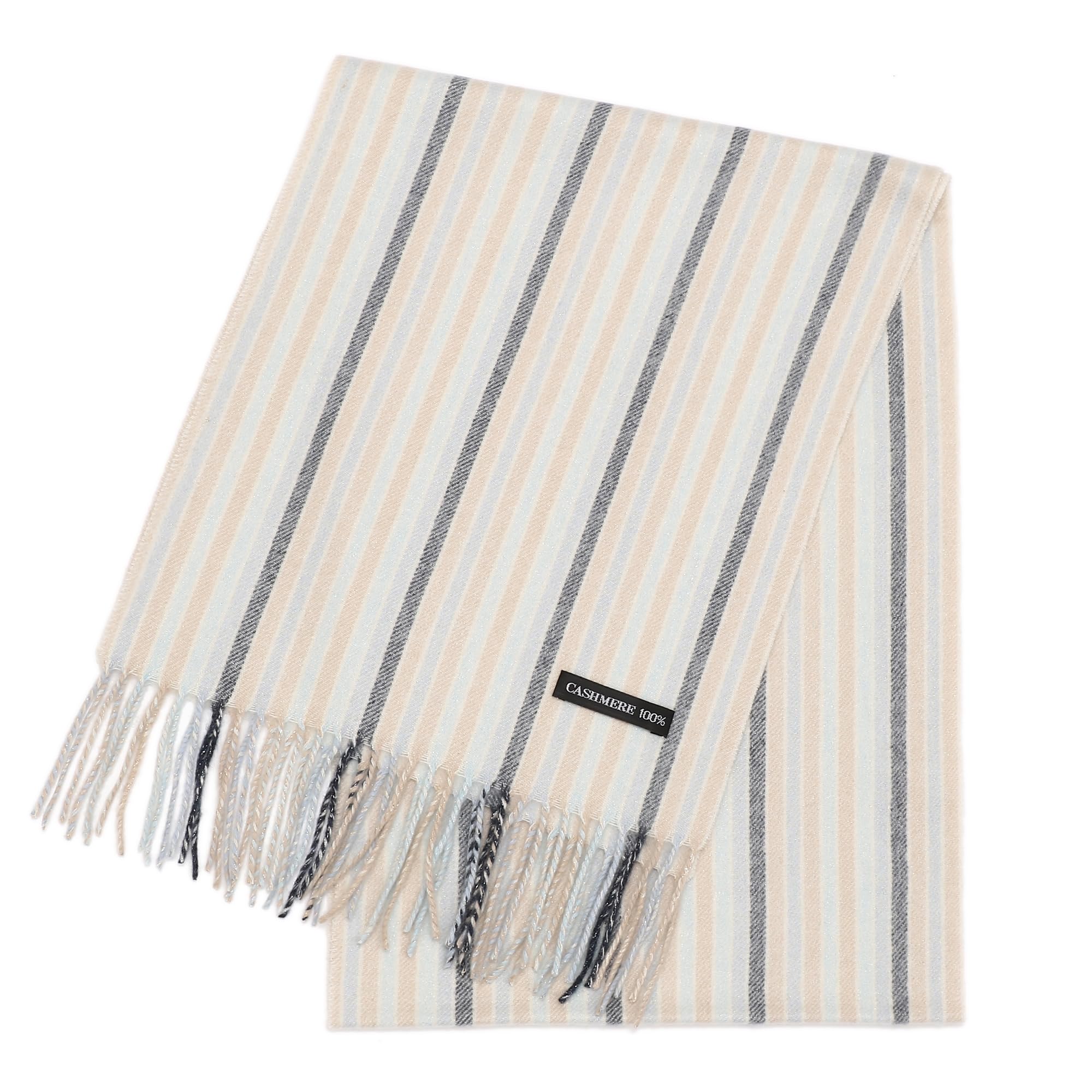 

Buyer Outlet Cashmere Stripe Scarf Cashmere Stole Outlet Gift Light 100% Lamé [Women s & Men s] 23S-FKK01,02TX (0201 Blue)