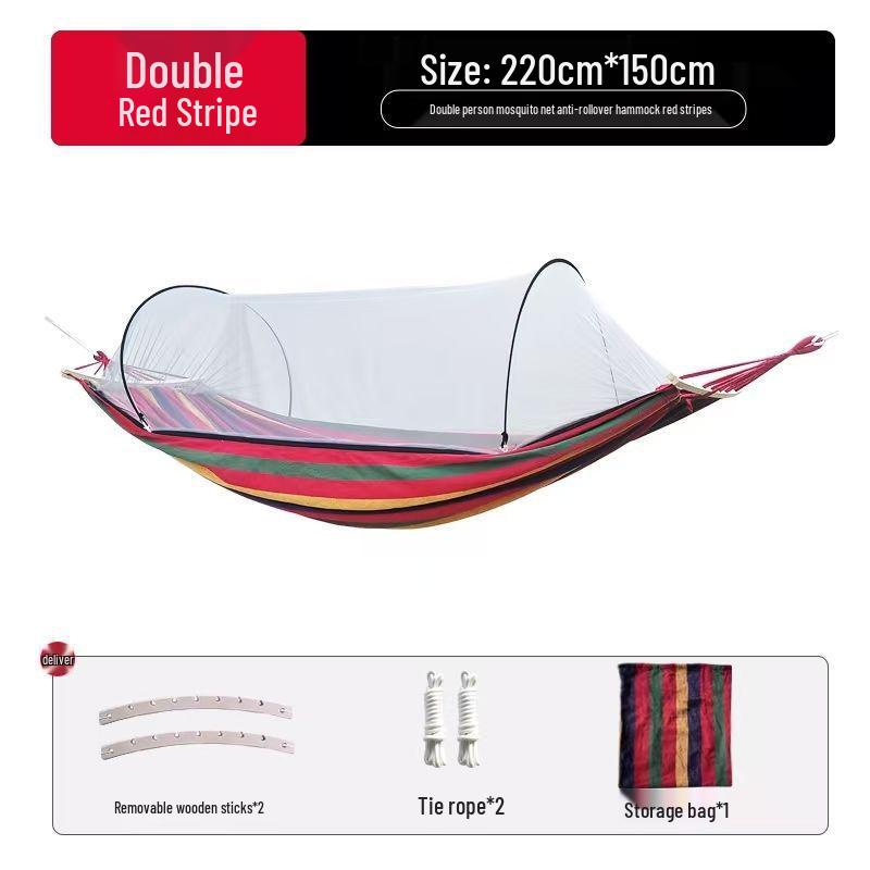 A1R Portable Double Hammock with Quick-Open Mosquito Net and Anti-Rollover Design for Outdoor Use