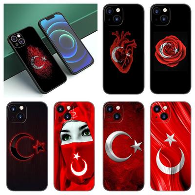 Turkey Turkish Flag Black Silicone Phone Case For Apple iPhone 12 13 Mini 11 14 15 Pro Max 7 8 Plus X XR XS SE 2020 2022