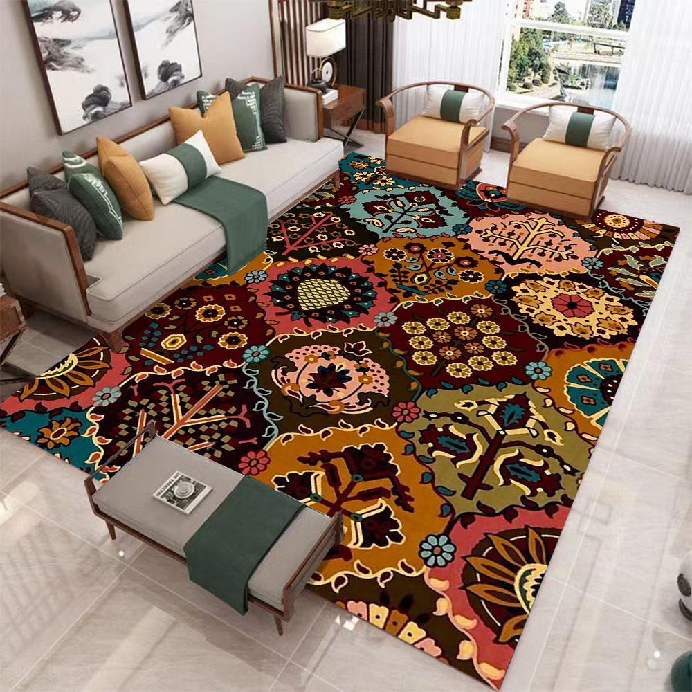 Retro Boho Persia Style Carpet Living Room Bedroom Balcony Sofa Table Chair Door Rug Non-slip Machine Washable Home Mat Decor