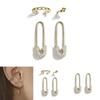 Sophisticated Alloy Earring Set With Rhinestone Details Minimalist Four-piece Set