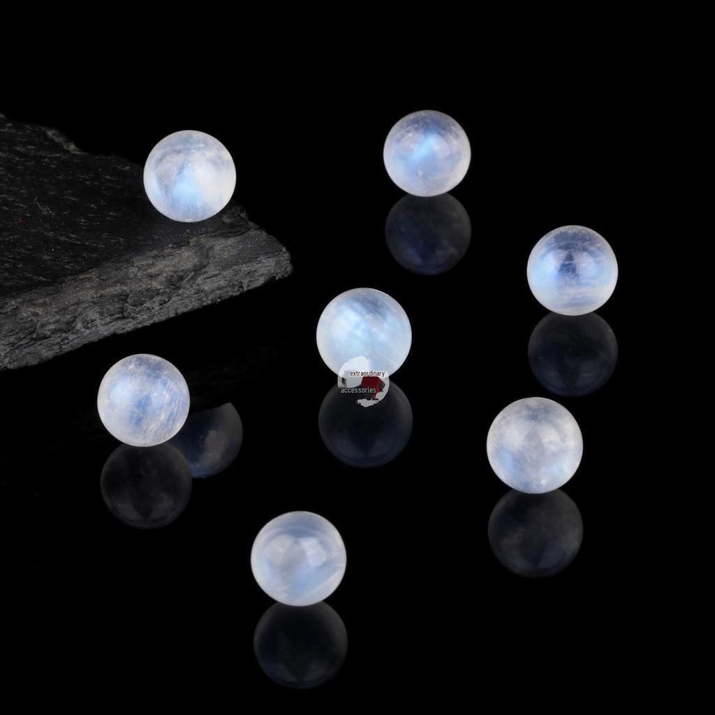 Perline Rotonde di Pietra di Luna Blu Naturale - Perline Sfuse Senza Foro per la Creazione di Gioielli in Cristallo Fai da Te