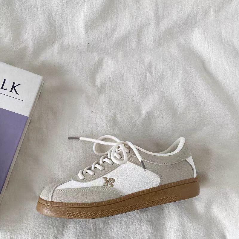 Women's new retro niche versatile casual sports round head white shoes student board shoes