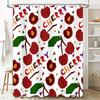 Cherry Shower Curtain White Fabric Waterproof Bath Mat Decorative Red Fruit Pattern Home Decoration Accessory