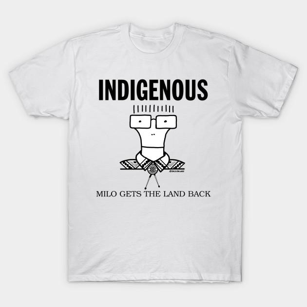 

Men Black Print T-shirt Indigenous. Milo Gets The Land Back. No-Cut Transfer Paper Print Cotton Tshirt 2XL білий