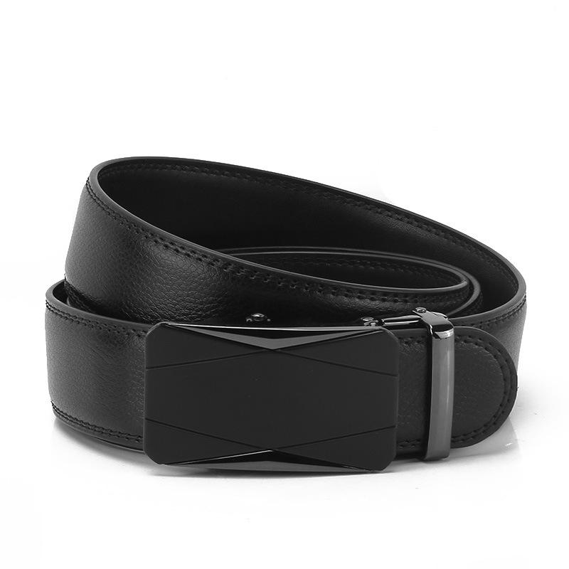 

Новый стиль Ремень из второго слоя коровьей кожи Мужской с автоматической пряжкой Натуральная коровья кожа Деловой и повседневный ремень 110-130cm