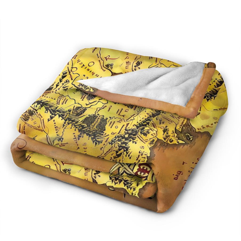 L-Lords Of The R-Rings Map Tolkien Books Literature Middle Earth Flannel Blankets Soft Warm Throw Blanket for Couch Sofa Bed