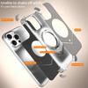 For iPhone 16 Pro Case PU Covered Metal Boardless Phone Back Cover with Kickstand