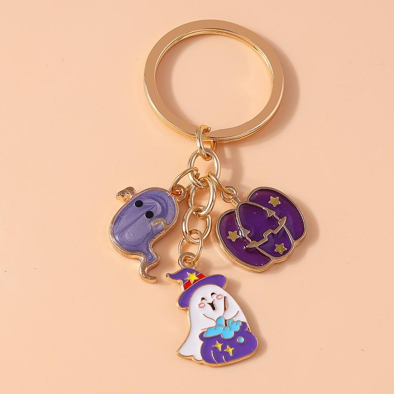 New Enamel Halloween Pumpkin Keychain Bat Ghost Key Rings Pendants for Car Key Holder Handbag Decor DIY Handmade Jewelry Gifts