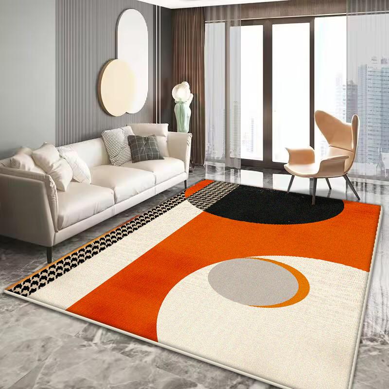 Modern Orange Decoration Carpet Living Room Simple Geometry Carpets Home Sofa Light Luxury Rugs Bedroom Bedside Soft Floor Mat